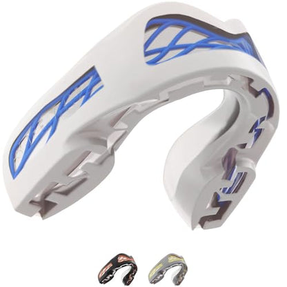 SAFEJAWZ Mouth Guard, Triple Layer Mouthguard for Adults with Case, Easy Fit Remoldable Premium Mouthpiece for Football, Boxing, Lacrosse, MMA, Basketball & All Contact Sports (Adult 12+ Years, White) - color: White