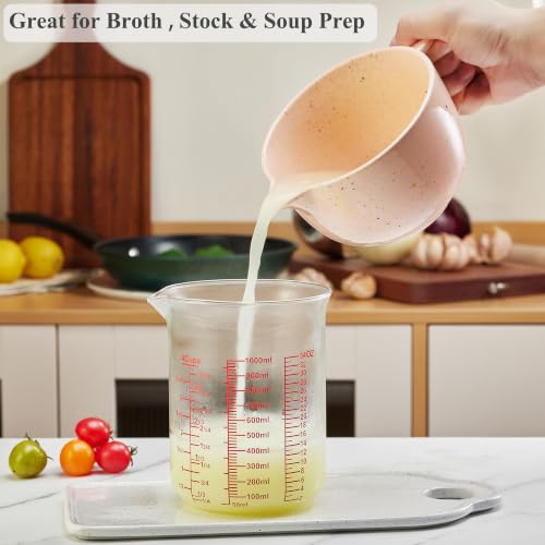 High Borosilicate Glass Measuring Cup-V-Shaped Spout，Glass Measuring Beaker for Kitchen or Restaurant, Easy to Read, 1000 ML (32 Oz, 4Cup) - size: 4Cup,1000ML