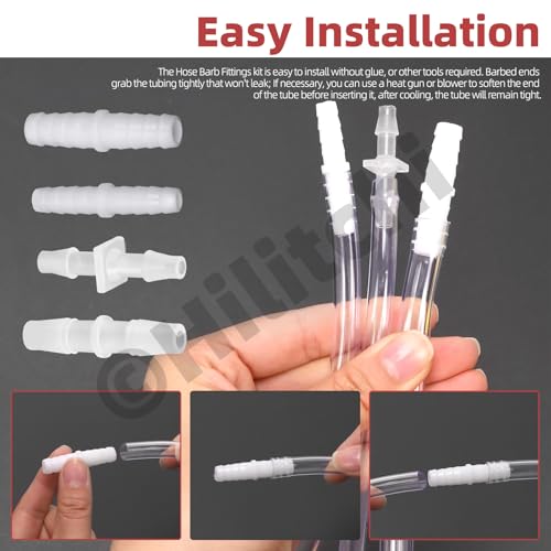 Hilitchi No.2 Clear Tubing Assortment with Hose Barb Fittings Kit Flexible Plastic Tube Hose Set For Home Repair Water Oil Transfer Aquarium - style: No.2