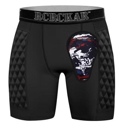 Baseball Sliding Shorts Protective Athletic Compression Underwear w/Cup Baseball Football Lacrosse - color: Black Grey, size: Medium