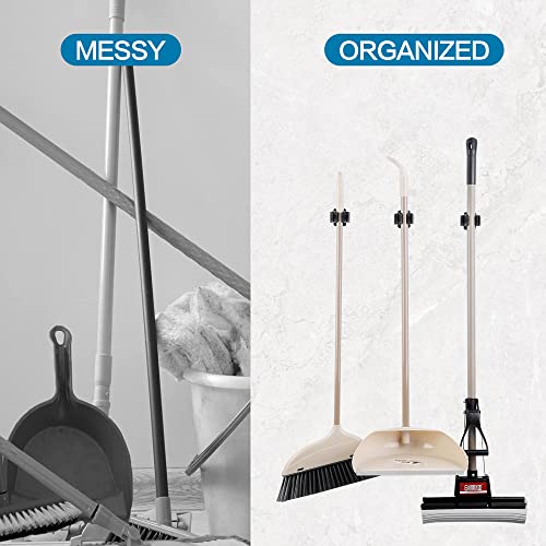 JAMEND CLXP 12PCS Broom and Mop Holder, Heavy Duty Garden Tool Organizer Rack Rake and Shovel Handle, Stainless Steel Mop Hanger. Wall Mounted Utility Rack with Screws, Silver. - color: Silver, size: 12