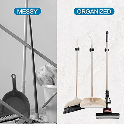 JAMEND CLXP 12PCS Broom and Mop Holder, Heavy Duty Garden Tool Organizer Rack Rake and Shovel Handle, Stainless Steel Mop Hanger. Wall Mounted Utility Rack with Screws, Silver. - color: Silver, size: 12