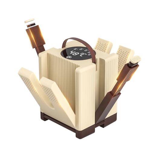 Heapsion 6-Arm Shoe Dryer and Deodorizer, Fast 360° Drying in 15s with Rose Salt Box, Foldable Boot Dryer with Timer for 3 Pairs, Portable for Travel, Home, Gym