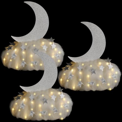 Soulchen 42 Pcs Twinkle Twinkle Little Star Table Centerpieces DIY Star and Moon Centerpieces for Baby Shower Decorations Cloud Tables Decor for Gender Reveal Birthday Party DIY Crafts (Silver) - color: Silver