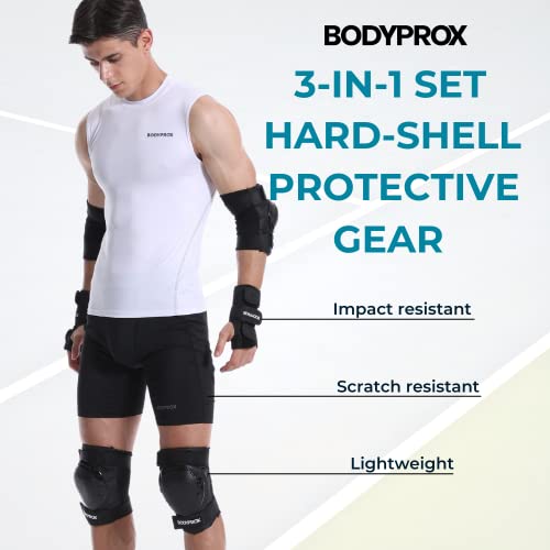 BODYPROX Knee Pads Elbow Pads Wrist Guards Set for Inline Skating, Skateboarding, Roller Derby and BMX Ride. - size: Small