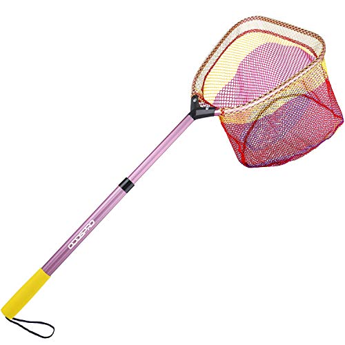 Kids Fishing Net - Telescoping Bait, Minnow, and Butterfly Net With 11.4" Depth, Handle Extends to 30" for Easy Catch and Release - color: Pink-1pack