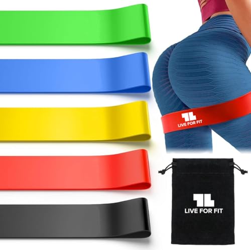 Exercise Resistance Loop Bands with Instruction Guide and Carry Bag, Set of 5 - color: Assorted