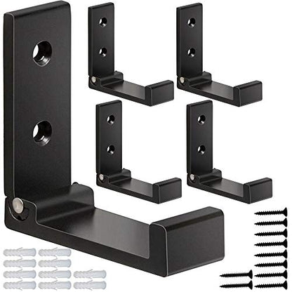 ZEYU Folding Coat Hooks, 5Pcs Wall Hooks for Hanging Coat Towel Hooks Hardware Heavy Duty Aluminum Alloy Headphone Holder No Rust Wall Mounted with Screws for Bags Fitness Equipment - color: 5Pcs-Black