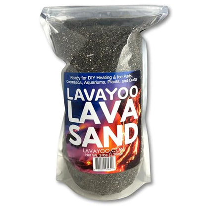 Real Lava Sand - Screened, Washed, Dried and Sanitized - Great for Heating Pads, Cooling Pads, Crafts, and Aquariums (3 lb Bag) - size: 3 Pound