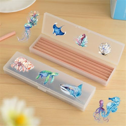 50PCS Marine Animal Stickers PET Transparent Stickers Starfish,Jellyfish,Sea Turtles,Seahorses,Whales Decals Waterproof Ocean Decals for Scrapbook DIY Crafts Planner Water Bottles Laptops (Ocean) - color: Ocean