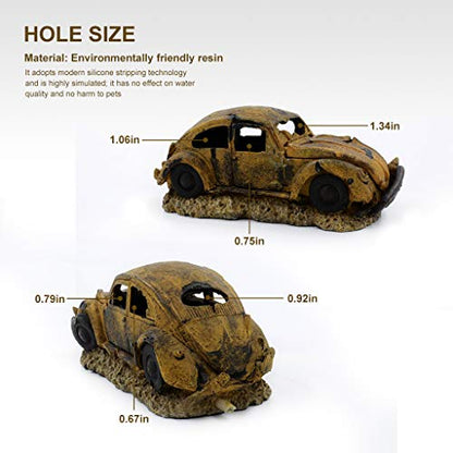 boxtech Decorations for Aquarium, Aquarium Resin Ornament Decorations, Imitation Car Wreck for Air Bubble Stone Oxygen Pump Fish Tank