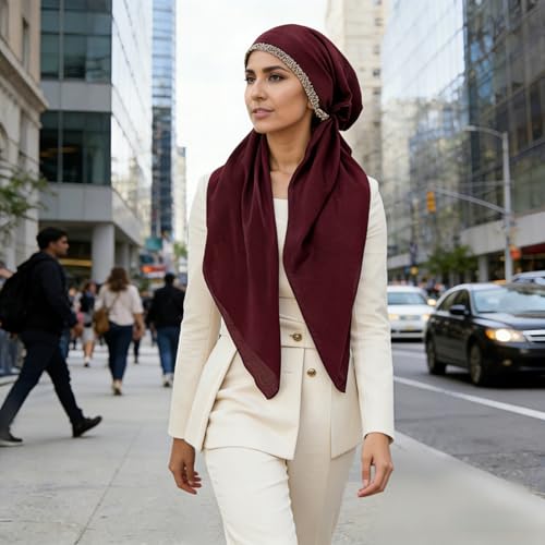 Instant Hijab for Women: Hijab Scarf, Hijabs for Women Muslim, Muslim Head Scarf, Easy Slip on - color: Burgundy