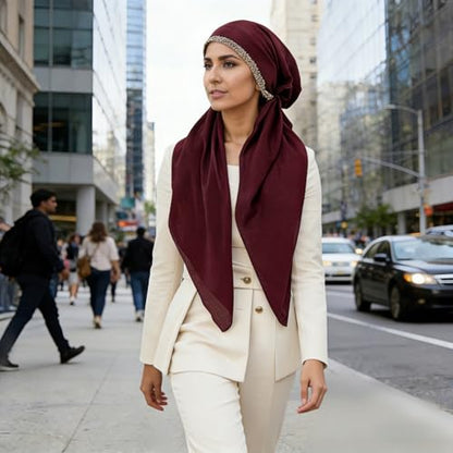 Instant Hijab for Women: Hijab Scarf, Hijabs for Women Muslim, Muslim Head Scarf, Easy Slip on - color: Burgundy