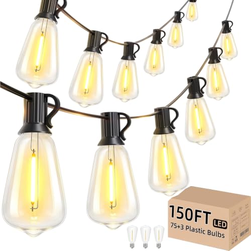 Svater Outdoor String Lights 150 FT Outside Patio Light 78 LED Bulbs - size: 150FT