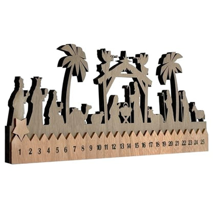 Cinrobiye Countdown to Christmas Wooden Nativity Advent Calendar,2025 Countdown Advent Calendar Christian Religious Xmas Decorations for Door Table Wall Mantel Holiday Farmhouse Decor (Nativity)