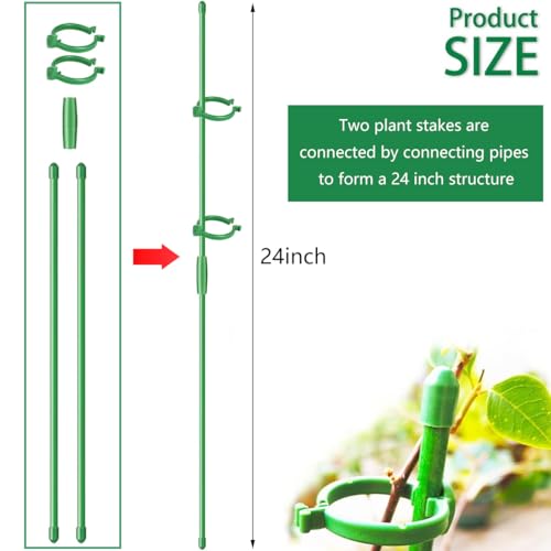 Belit 8 Pack Small Plant Support Plant Stakes, Adjustable Garden Single Stem Support Stake, Planter Support Ring for Orchid, Rose, Peony, Peppers and More, DIY 24 inch - size: 24Inch