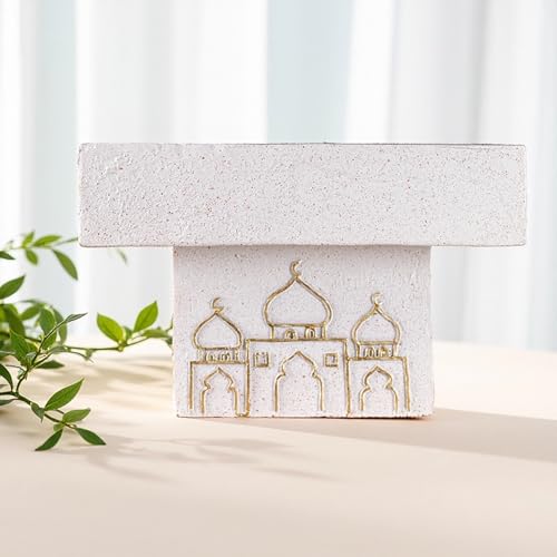 Decorative Mosque Sculpture with Gold Domes, White and Gold - color: Mosque Sculpture