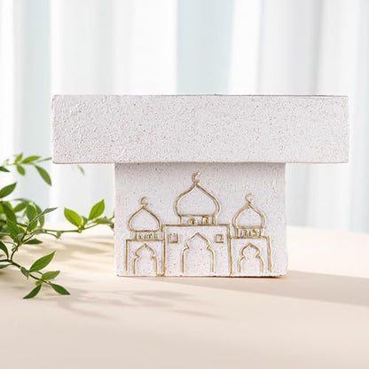 Decorative Mosque Sculpture with Gold Domes, White and Gold - color: Mosque Sculpture