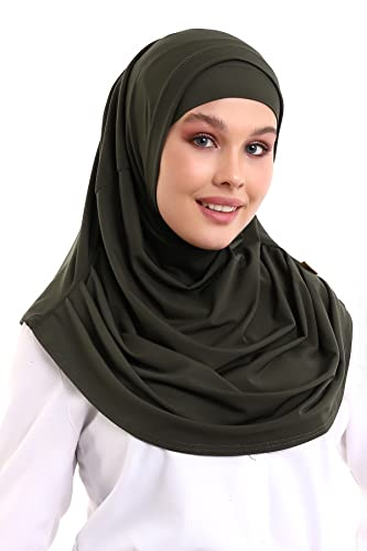 ihvan online, Hijab Scarves for Women, Ready to Wear, Lightweight and Comfortable Headscarf, Instant Turban, Jersey, Presewn - color: Khaki