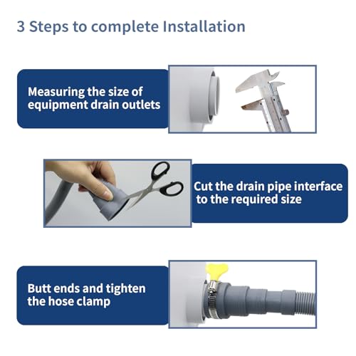 13 FT Washing Machine Drain Hose, Flexible Dishwasher Drain Hose Extension Kit, Universal Washer Drain Hose, Corrugated Washer Hose with 1 Adapter, 2 Hose Clamps, 1 U-Bend Hose Holder - size: 13 FT