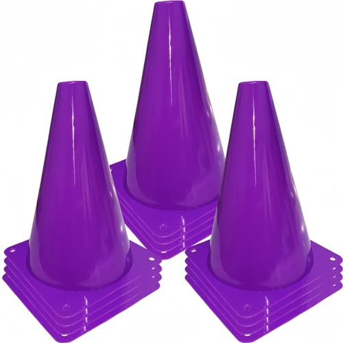 12Pcs Plastic Traffic Cones Mini Sport Cones for Basketball Football Drills, Indoor Outdoor Games Activity Festive Events - 7 Inch Orange Plastic Cones - color: purple