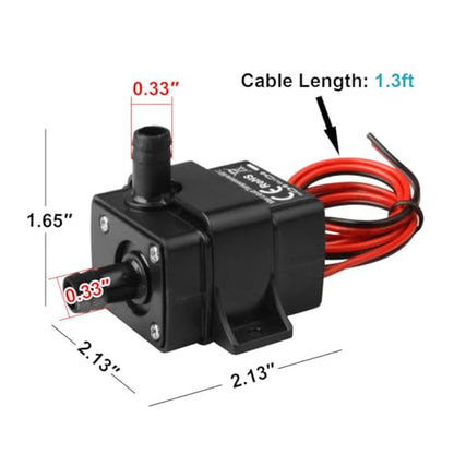 2-Pack DC12V Mini Submersible Water Pump, Max 63 GPH for Aquarium, Pond, Fountains