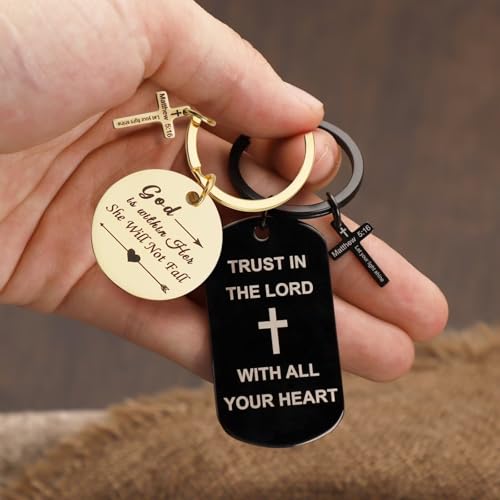 Christian Keychain Set Bible Verse Religious Keychains Scripture Quote Inspirational Gifts Supplies for Men Women - color: Gold-women 1 Piece
