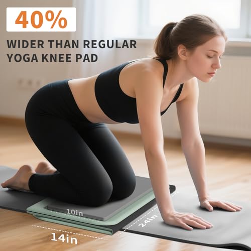 Foldable Exercise Pad Extra Thick 1.2" x 14" x 24" | POE Non-Toxic Multi-Functional Knee & Elbow Cushion for Push Up, Yoga, Pilates, Home & Gym Use for Adults & Kids - color: Green+Black