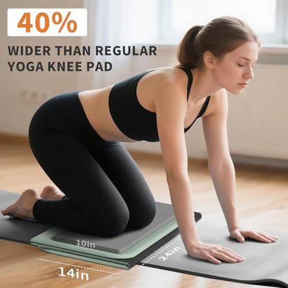 Foldable Exercise Pad Extra Thick 1.2" x 14" x 24" | POE Non-Toxic Multi-Functional Knee & Elbow Cushion for Push Up, Yoga, Pilates, Home & Gym Use for Adults & Kids - color: Green+Black