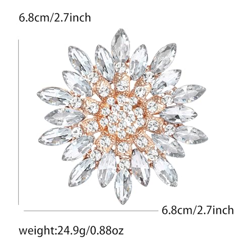 Ezing 4 Pieces Lot Large Big Silver Gold Plated Assorted Crystal Rhinestones Brooch Pins Set - color: D