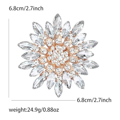 Ezing 4 Pieces Lot Large Big Silver Gold Plated Assorted Crystal Rhinestones Brooch Pins Set - color: D