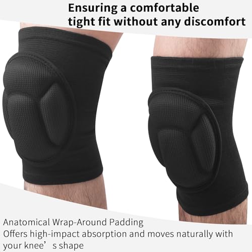 Knee Pads for Women & Men, Basketball Knee Pads Volleyball Knee Pads for Women Men Wrestling Knee Pads Wrestling Gear, Crash Pad Snowboarding Gear Knee Protector Soft Knee Pads for Work (Medium, Black)