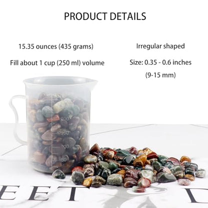 0.96LB Natural Pebbles Aquarium Decorative Crushed Stones Fish Tank Gravel Succulent Rocks Vase Filler Bulk Tumbled Polished Irregular Shaped - color: Ocean Jasper