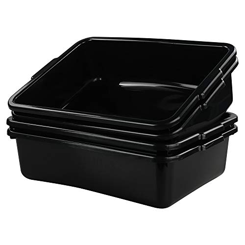 Teyyvn 13 L Plastic Bus Box, Commercial Wash Basin Tote Box, 4-Pack, Black - color: black, size: 13 L