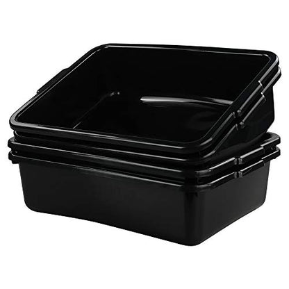 Teyyvn 13 L Plastic Bus Box, Commercial Wash Basin Tote Box, 4-Pack, Black - color: black, size: 13 L