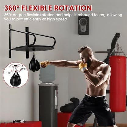 PeakPursuit Heavy-Duty Adjustable Speed Bag Platform, 24-Inch Wall Mount Boxing Kit with 360° Swivel for Professional Home Gym Training