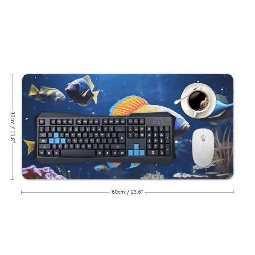 Large Size Gaming Mouse Pad Fishs Desk Mat Non-Slip Base Waterproof Desktop Writing Pad for Office Home - color: Fishs, size: 30x60cm
