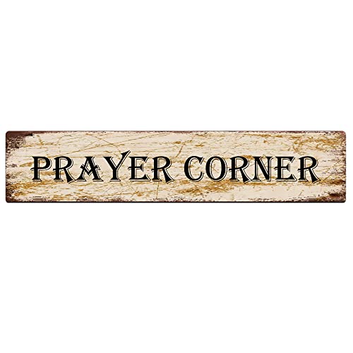 KILSPU Prayer Corner Sign Vintage Metal Sign Retro Metal Plaque Bar Pub Poster Wall Art Decor Tin Sign 4x16 in / 10x40 cm