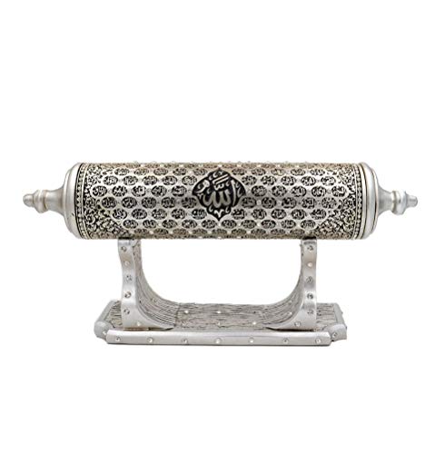 Modefa Islamic Decor – 99 Names of Allah Islamic Art Scroll Sculpture with Stand - Muslim Gifts for Ramadan Eid Gifts Asma al Husna Muslim Decor (Silver) - color: Silver
