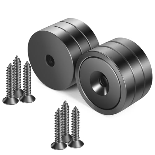 Neosmuk Black Magnets with Screws,60lbs+ Heavy Duty Rare Earth 6 Pack - color: Black, size: 60 lb