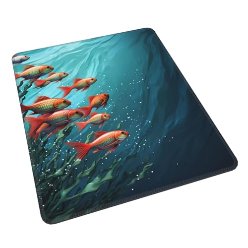 Fish Aquarium Mousepad Pad with Non-Slip Rubber Base, Waterproof Gaming Mousepad Pad Personalized Mousepad Mat Square Computer Mousepad for Office Laptop 10 x 12 Inch
