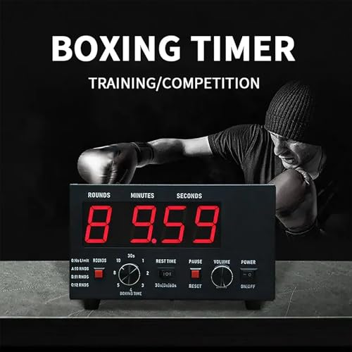 Professional Gym Interval Timer, Boxing Interval Clock with Large Clear LED Display and Buzzer, Volume Adjustable, Rest Time and Training Time Adjustable Flexibly, for Gym, Boxing Gym - color: Red