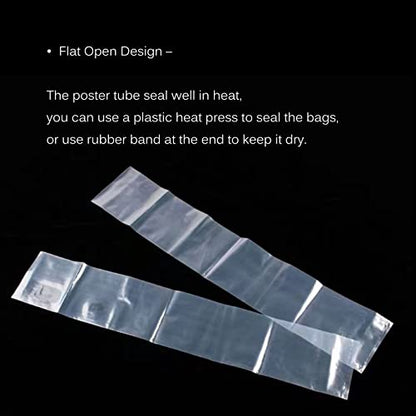 Long Plastic Sleeves 10x30 Inch 50 Pack Poster Poly Bags, 2 Mil Clear Flat Open Blueprint Storage Poster Tube for Large Narrow Items, Waterproof - style: 10X30-50pack