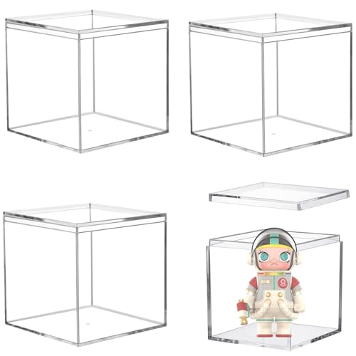 Acrylic Box Clear Boxes with Lids Acrylic Candy Box Plastic Square Cube Wedding Birthday Gift Wrap Box - size: 3.3 x 3.3 x 3.3 Inch