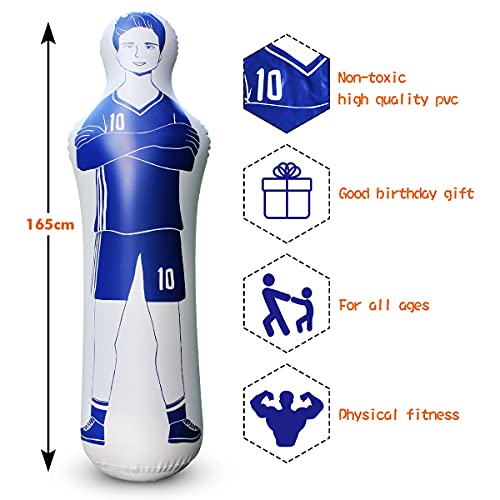 SUNSHINEMALL Inflatable Tackling Dummies for Football Practice Poles,Soccer Training Equipment Wall Dummy Goalkeepr Mannequin Basketball Defender Tumbler for Dribbling Passing Drills - color: Blue