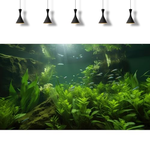 2 Packs Underwater Aquarium Background Lush Green Aquatic Plants Fish Tank Background Undersea Stone with Moss Tropical Reptile Tank Backgrounds Under The Sea World Aquarium Backgrounds 24x16in - color: Dark Green, size: 24(W)x16(H)in