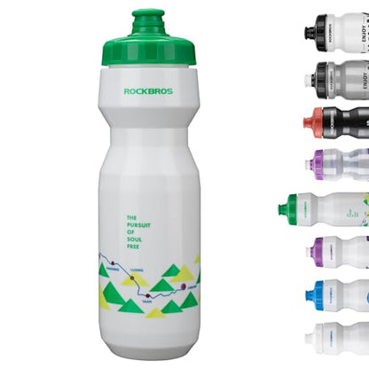 ROCKBROS Bike Water Bottle 20oz-25oz Squeeze Cycling Water Bottle BPA Free Leak Proof Sports Water Bottle with Dust Cover for Bicycle Running Gym Outdoor - color: 25oz White Green, style: 1 Pack