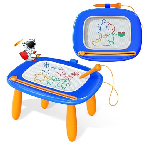 Kikidex Toddlers Toys Age 1-3, Magnetic Drawing Board, Doodle Board Pad Learning and Educational Toys for 1 2 3 Year Old Baby Kids Birthday Gift (Dark Blue) - color: Dark Blue