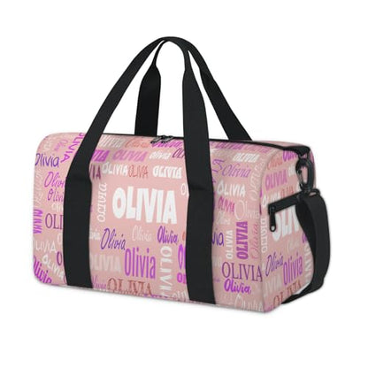 Personalized Dance Gym Bag, Pale Pink with Colorful Names | Custom Sport Duffel Large Compartment Cheerleaders Dance Weekender Bags Travel Tote - color: Pale Pink