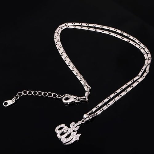 U7 Allah Pendant Necklace with Chain Platinum / 18K Gold Plated Muslim Jewelry Islamic Pendant - color: 01.Platinum Iced Out